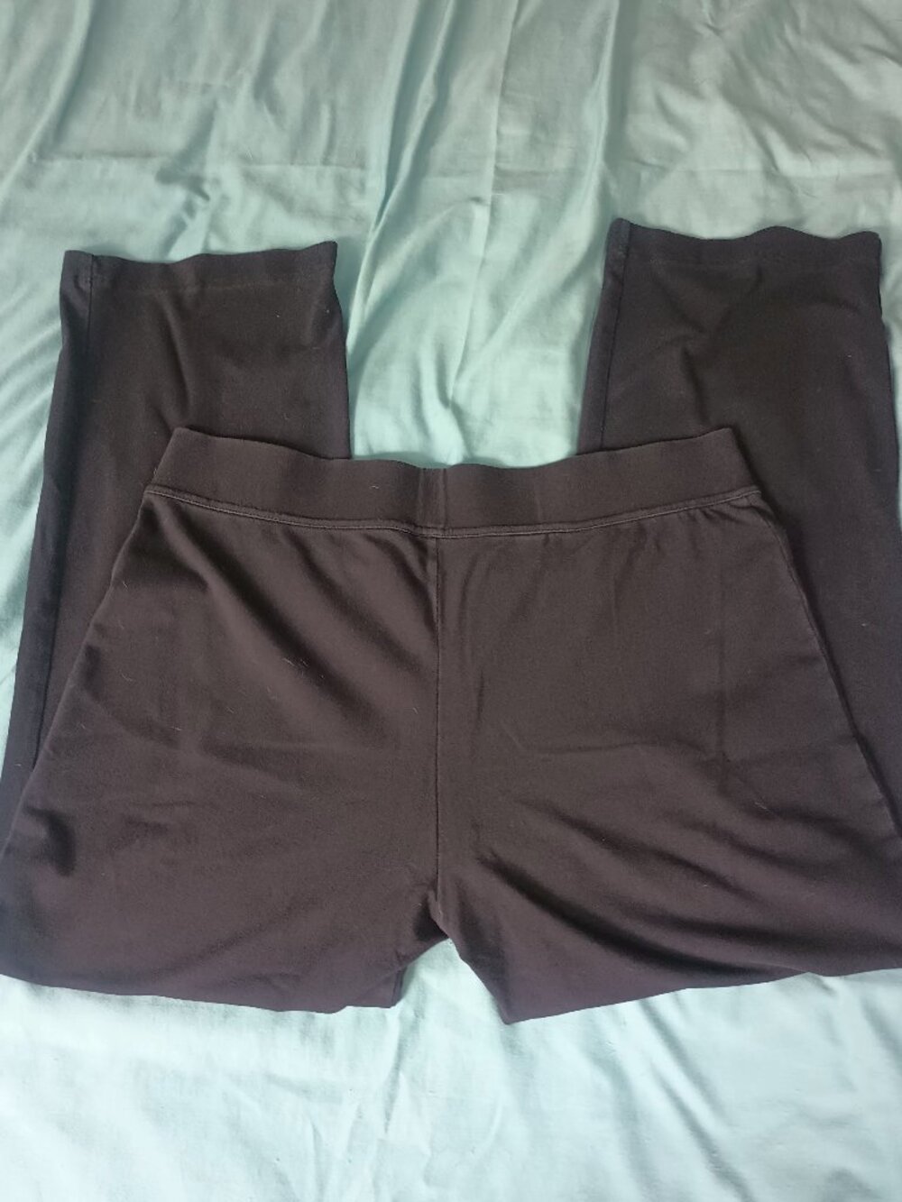 Lands End XL Starfish Pull On Black Pants Straight Leg Elastic Waist 30" Inseam